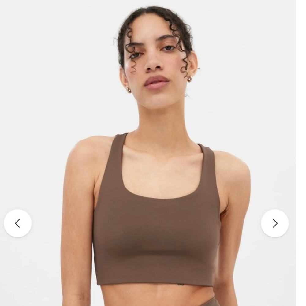 Girlfriend Collective Café Paloma Racerback Sports Bra Brown Size Medium